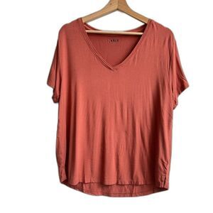 Able V-neck Burnt Orange Short Sleeve Spring Summer T-shirt Size Large